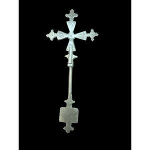 Handcrafted Ethiopian Brass Cross Orthodox Religious Artifact 10" Long